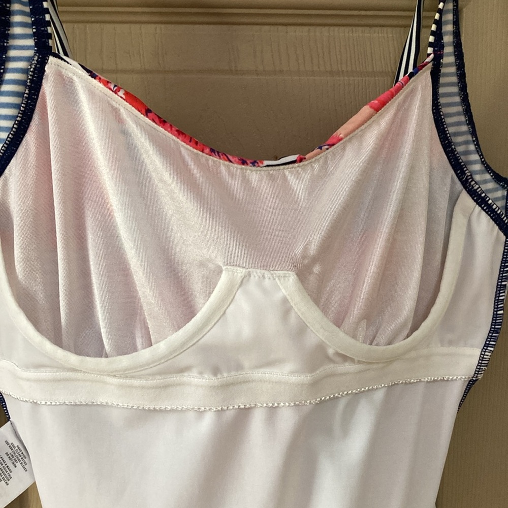 NWOT One Piece Suit w/ Blue and White Stripes and Multi Colored Flowers 🌺 size 8 - Picture 3 of 5